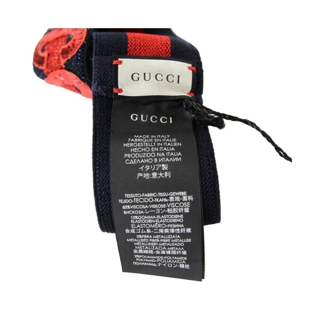 Gucci Women's Blue / Red Sequin Patches "GUCCIFICATION" Headband M / 57 - Picture 3 of 4
